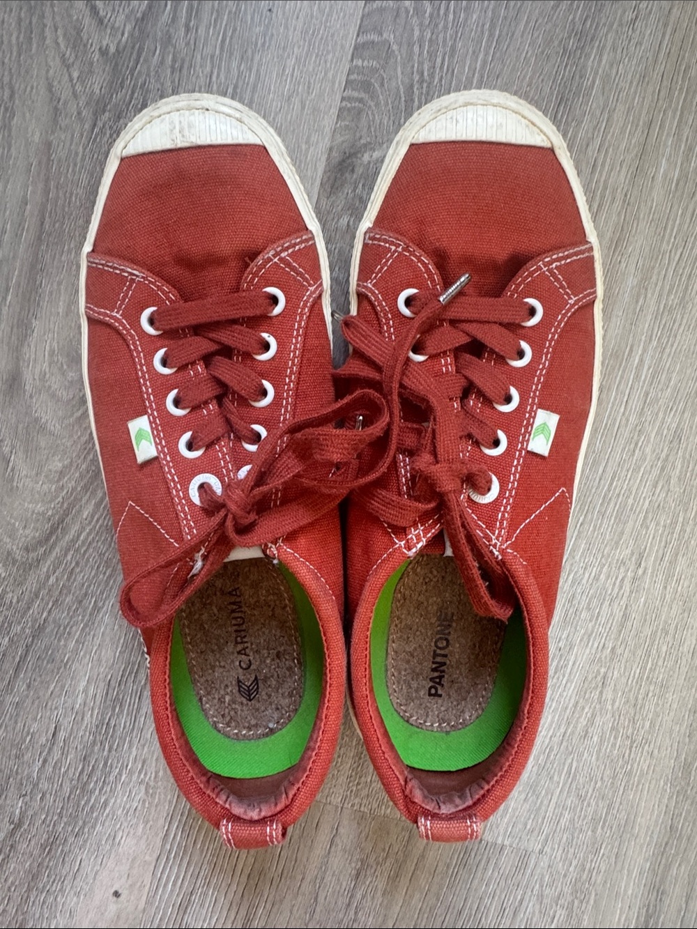 Cariuma Red Canvas Sneakers with White Trim